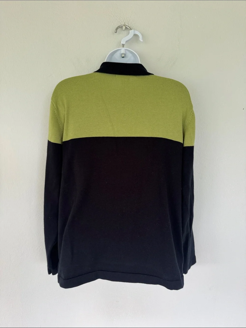 Dressbarn green full zip collared cotton blend cardigan sweater size medium